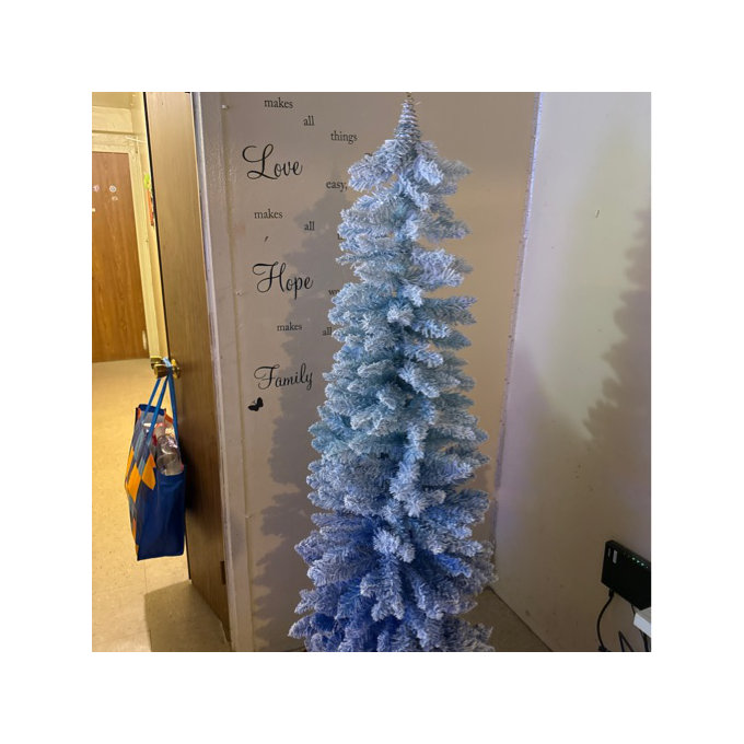 The Holiday Aisle® Blue Gradient Snow Flocked Artificial Christmas